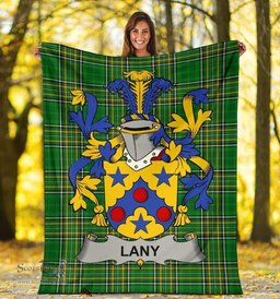 Scottish Lany or Laney Coat of Arms Family Crest Ireland Blanket Irish National Tartan Irish County Blanket