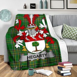 Scottish Hegarty or O'Hagerty Coat of Arms Family Crest Ireland Blanket Irish National Tartan Irish County Blanket