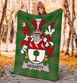 Scottish Hegarty or O'Hagerty Coat of Arms Family Crest Ireland Blanket Irish National Tartan Irish County Blanket