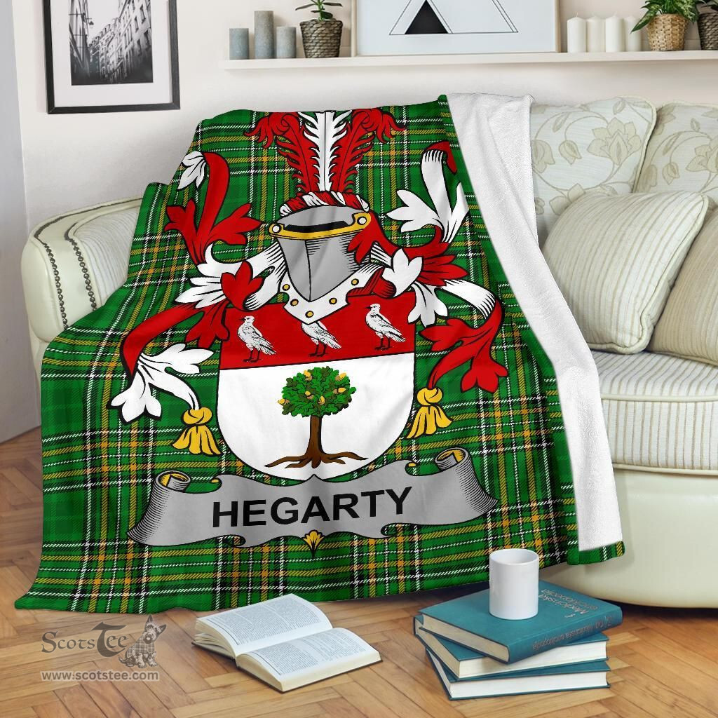 Scottish Hegarty or O'Hagerty Coat of Arms Family Crest Ireland Blanket Irish National Tartan Irish County Blanket