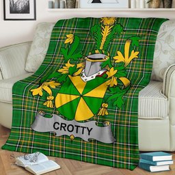 Scottish Crotty or O'Crotty Coat of Arms Family Crest Ireland Blanket Irish National Tartan Irish County Blanket