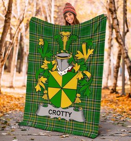 Scottish Crotty or O'Crotty Coat of Arms Family Crest Ireland Blanket Irish National Tartan Irish County Blanket