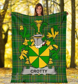 Scottish Crotty or O'Crotty Coat of Arms Family Crest Ireland Blanket Irish National Tartan Irish County Blanket