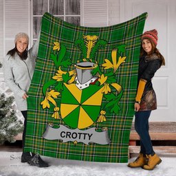 Scottish Crotty or O'Crotty Coat of Arms Family Crest Ireland Blanket Irish National Tartan Irish County Blanket