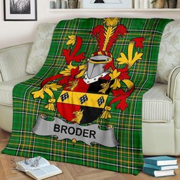 Scottish Broder or O'Broder Coat of Arms Family Crest Ireland Blanket Irish National Tartan Irish County Blanket