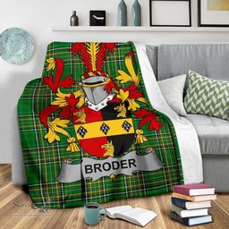 Scottish Broder or O'Broder Coat of Arms Family Crest Ireland Blanket Irish National Tartan Irish County Blanket