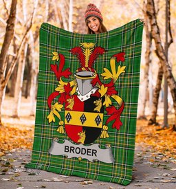Scottish Broder or O'Broder Coat of Arms Family Crest Ireland Blanket Irish National Tartan Irish County Blanket