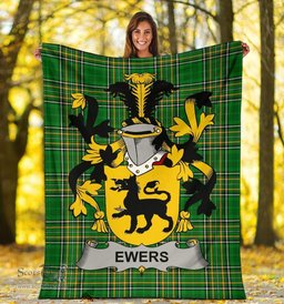 Scottish Ewers Coat of Arms Family Crest Ireland Blanket Irish National Tartan Irish County Blanket