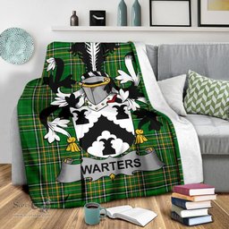 Scottish Warters Coat of Arms Family Crest Ireland Blanket Irish National Tartan Irish County Blanket