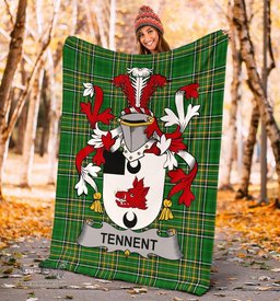 Scottish Tennent Coat of Arms Family Crest Ireland Blanket Irish National Tartan Irish County Blanket