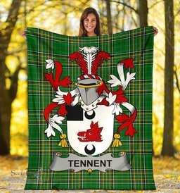 Scottish Tennent Coat of Arms Family Crest Ireland Blanket Irish National Tartan Irish County Blanket