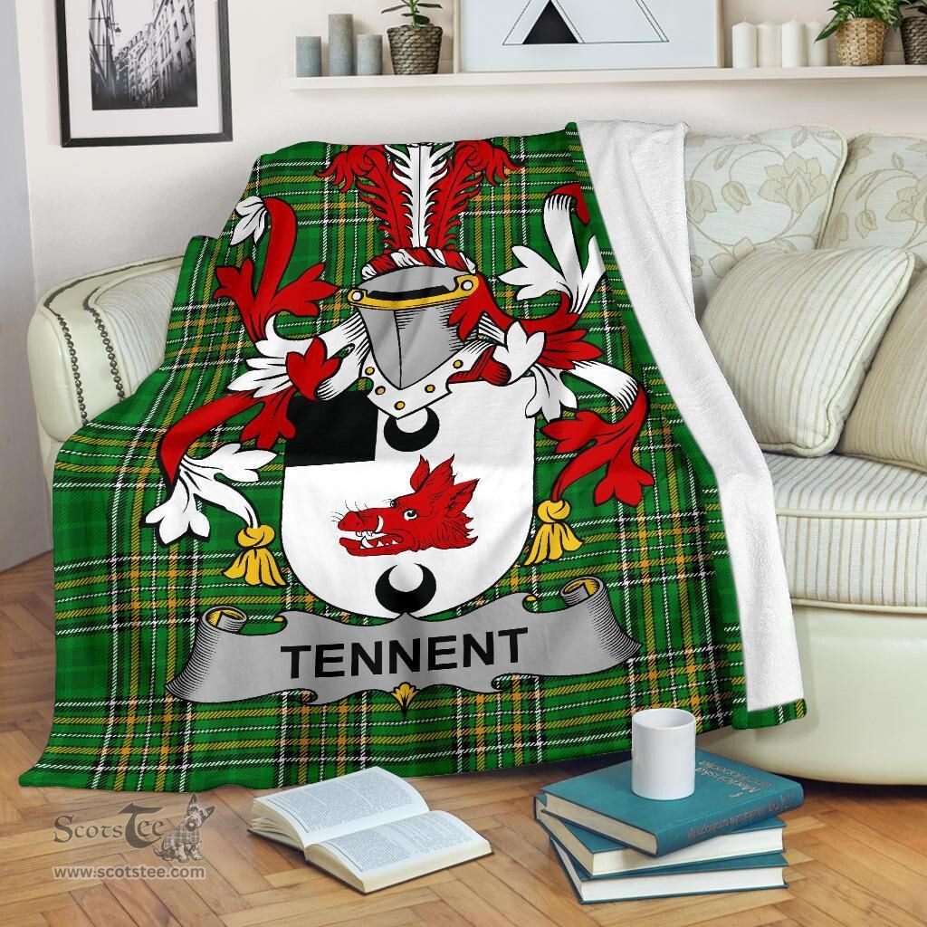 Scottish Tennent Coat of Arms Family Crest Ireland Blanket Irish National Tartan Irish County Blanket