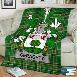Scottish Geraghty or McGarrity Coat of Arms Family Crest Ireland Blanket Irish National Tartan Irish County Blanket