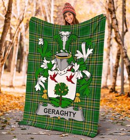 Scottish Geraghty or McGarrity Coat of Arms Family Crest Ireland Blanket Irish National Tartan Irish County Blanket