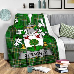 Scottish Geraghty or McGarrity Coat of Arms Family Crest Ireland Blanket Irish National Tartan Irish County Blanket