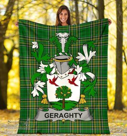 Scottish Geraghty or McGarrity Coat of Arms Family Crest Ireland Blanket Irish National Tartan Irish County Blanket