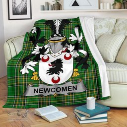 Scottish Newcomen or Newcombe Coat of Arms Family Crest Ireland Blanket Irish National Tartan Irish County Blanket