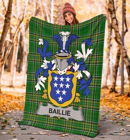Scottish Baillie Coat of Arms Family Crest Ireland Blanket Irish National Tartan Irish County Blanket