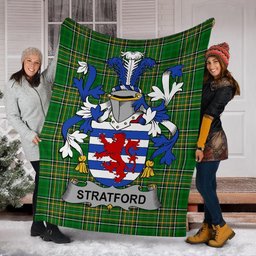 Scottish Stratford Coat of Arms Family Crest Ireland Blanket Irish National Tartan Irish County Blanket