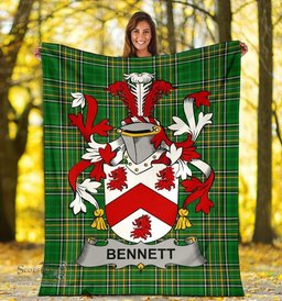 Scottish Bennett Coat of Arms Family Crest Ireland Blanket Irish National Tartan Irish County Blanket