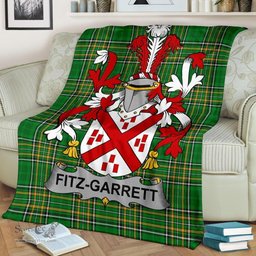 Scottish Fitz-Garrett Coat of Arms Family Crest Ireland Blanket Irish National Tartan Irish County Blanket