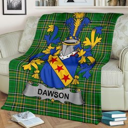 Scottish Dawson Coat of Arms Family Crest Ireland Blanket Irish National Tartan Irish County Blanket