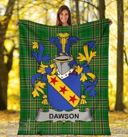 Scottish Dawson Coat of Arms Family Crest Ireland Blanket Irish National Tartan Irish County Blanket