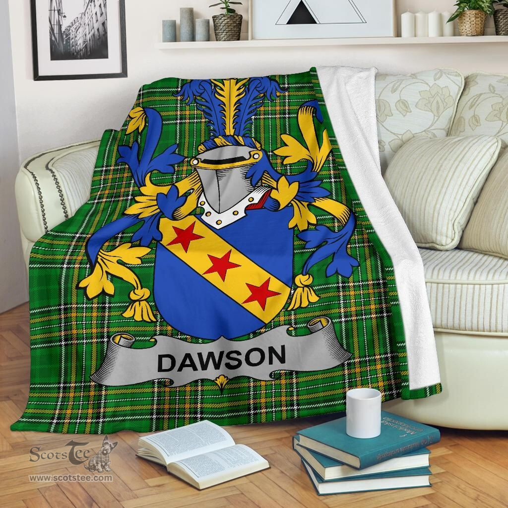 Scottish Dawson Coat of Arms Family Crest Ireland Blanket Irish National Tartan Irish County Blanket