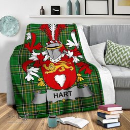 Scottish Hart or O'Hart Coat of Arms Family Crest Ireland Blanket Irish National Tartan Irish County Blanket