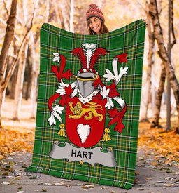 Scottish Hart or O'Hart Coat of Arms Family Crest Ireland Blanket Irish National Tartan Irish County Blanket