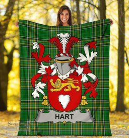Scottish Hart or O'Hart Coat of Arms Family Crest Ireland Blanket Irish National Tartan Irish County Blanket