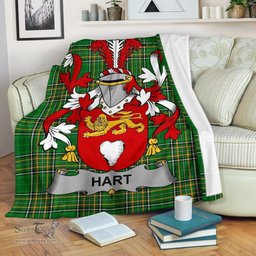 Scottish Hart or O'Hart Coat of Arms Family Crest Ireland Blanket Irish National Tartan Irish County Blanket