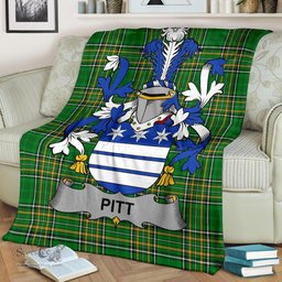 Scottish Pitt Coat of Arms Family Crest Ireland Blanket Irish National Tartan Irish County Blanket