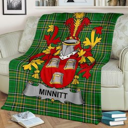 Scottish Minnitt Coat of Arms Family Crest Ireland Blanket Irish National Tartan Irish County Blanket