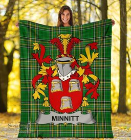 Scottish Minnitt Coat of Arms Family Crest Ireland Blanket Irish National Tartan Irish County Blanket