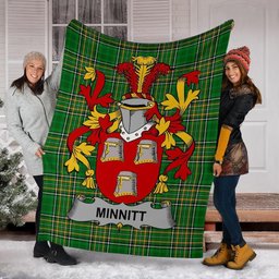 Scottish Minnitt Coat of Arms Family Crest Ireland Blanket Irish National Tartan Irish County Blanket