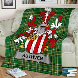 Scottish Ruthven Coat of Arms Family Crest Ireland Blanket Irish National Tartan Irish County Blanket