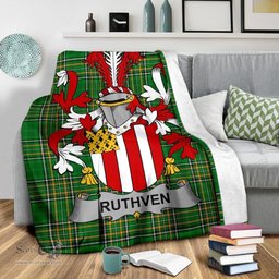 Scottish Ruthven Coat of Arms Family Crest Ireland Blanket Irish National Tartan Irish County Blanket