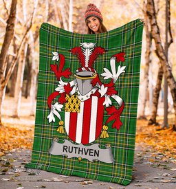 Scottish Ruthven Coat of Arms Family Crest Ireland Blanket Irish National Tartan Irish County Blanket