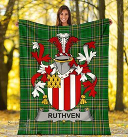 Scottish Ruthven Coat of Arms Family Crest Ireland Blanket Irish National Tartan Irish County Blanket