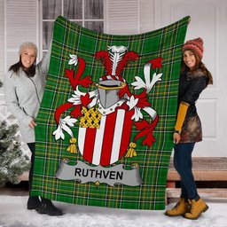 Scottish Ruthven Coat of Arms Family Crest Ireland Blanket Irish National Tartan Irish County Blanket