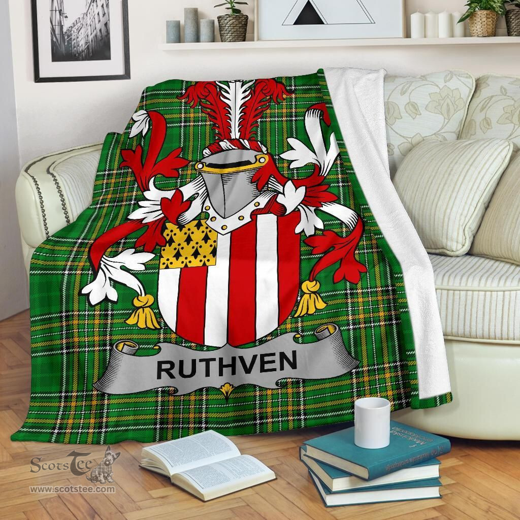 Scottish Ruthven Coat of Arms Family Crest Ireland Blanket Irish National Tartan Irish County Blanket