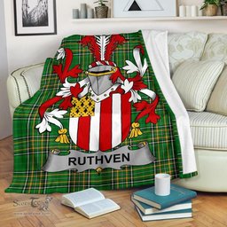 Scottish Ruthven Coat of Arms Family Crest Ireland Blanket Irish National Tartan Irish County Blanket
