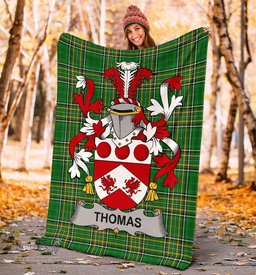 Scottish Thomas Coat of Arms Family Crest Ireland Blanket Irish National Tartan Irish County Blanket