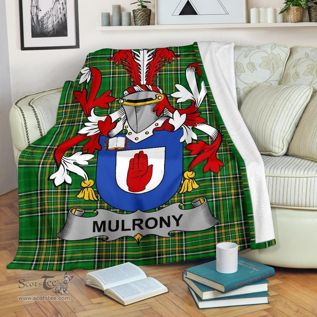 Scottish Mulrony or O'Mulroney Coat of Arms Family Crest Ireland Blanket Irish National Tartan Irish County Blanket