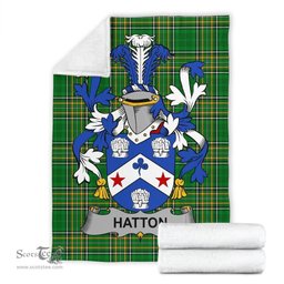 Scottish Hatton or McIlhatton Coat of Arms Family Crest Ireland Blanket Irish National Tartan Irish County Blanket