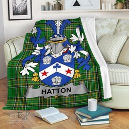 Scottish Hatton or McIlhatton Coat of Arms Family Crest Ireland Blanket Irish National Tartan Irish County Blanket