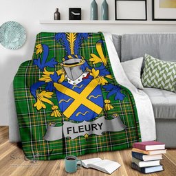 Scottish Fleury Coat of Arms Family Crest Ireland Blanket Irish National Tartan Irish County Blanket