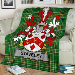 Scottish Staveley Coat of Arms Family Crest Ireland Blanket Irish National Tartan Irish County Blanket