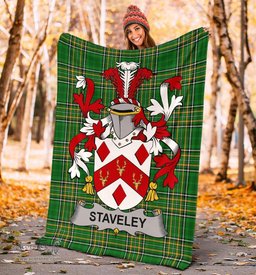 Scottish Staveley Coat of Arms Family Crest Ireland Blanket Irish National Tartan Irish County Blanket